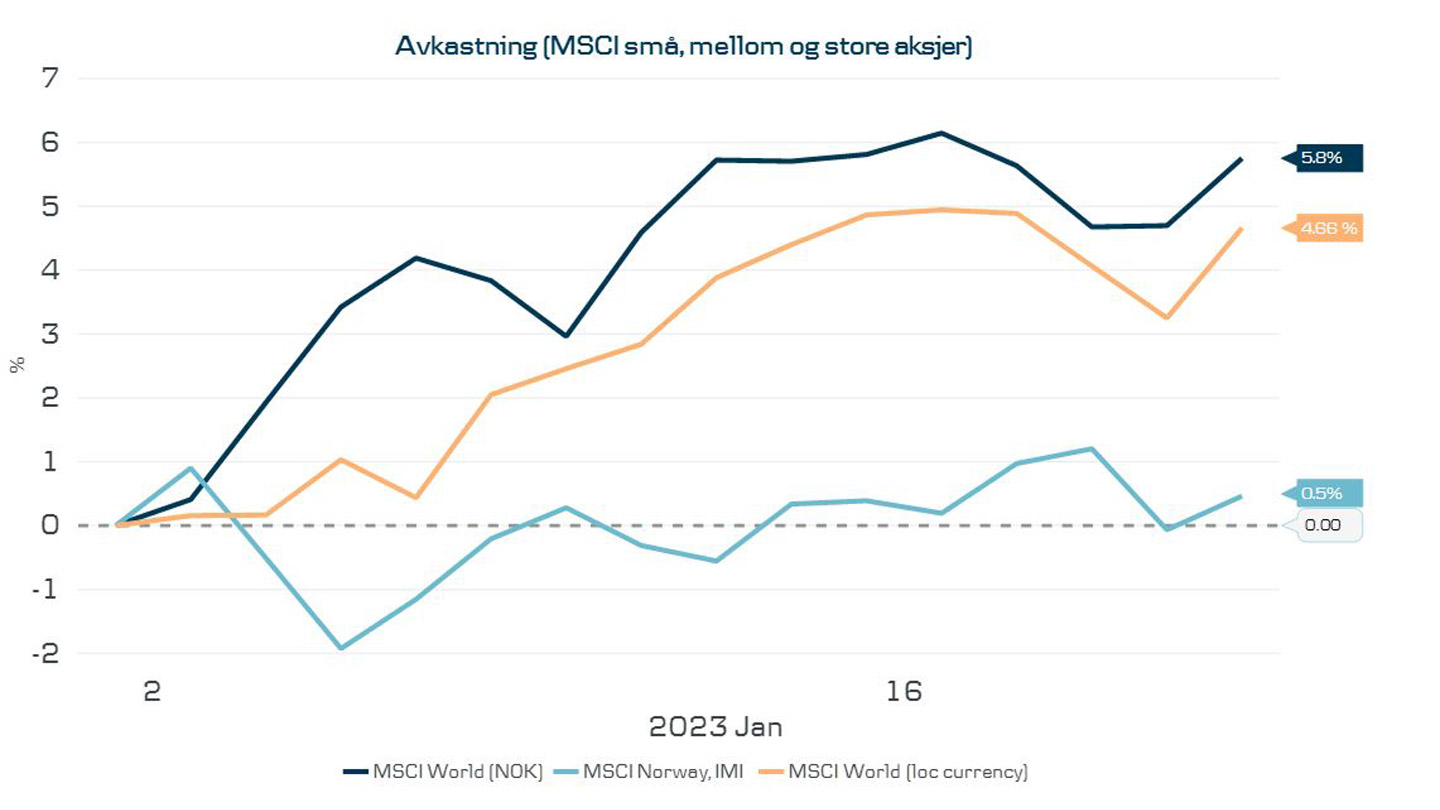 Avkastning på aksjer hittil i år